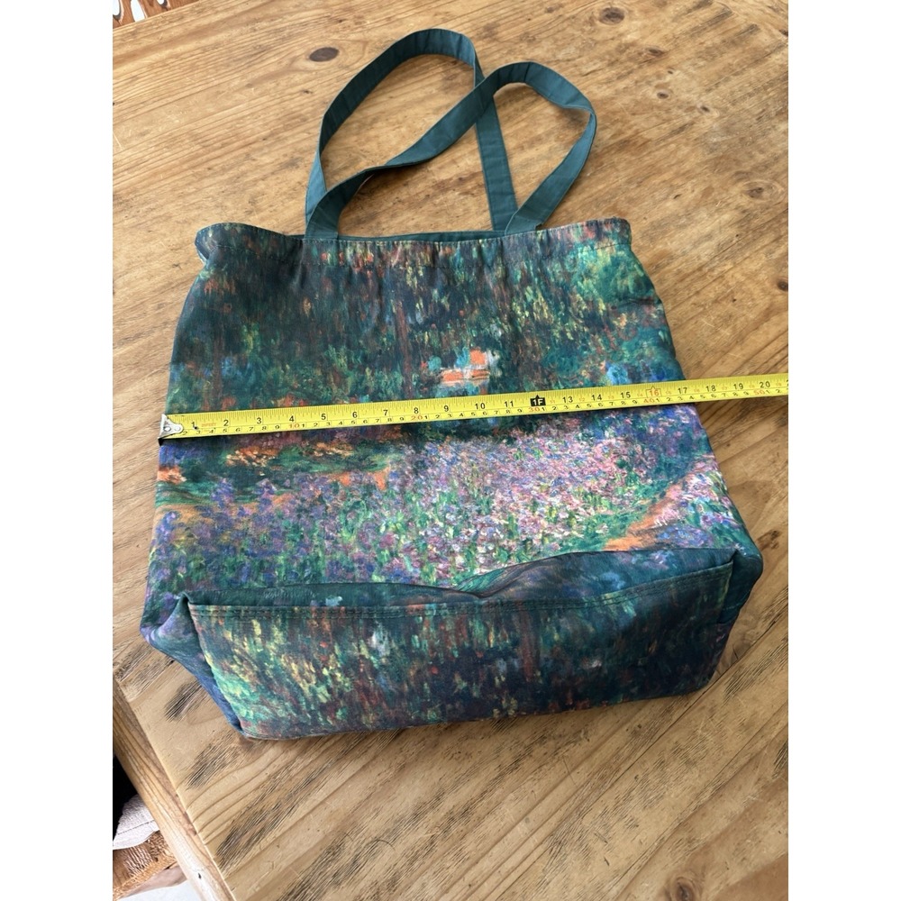Monet Garden Art Print Large Tote Shopper Bag Zipper Artsy - Picture 8 of 10